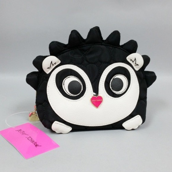 Betsey Johnson Handbags - Betsey Johnson Cosmetic Hedgehog Black Pencil Case Clutch Handbag Travel Bag